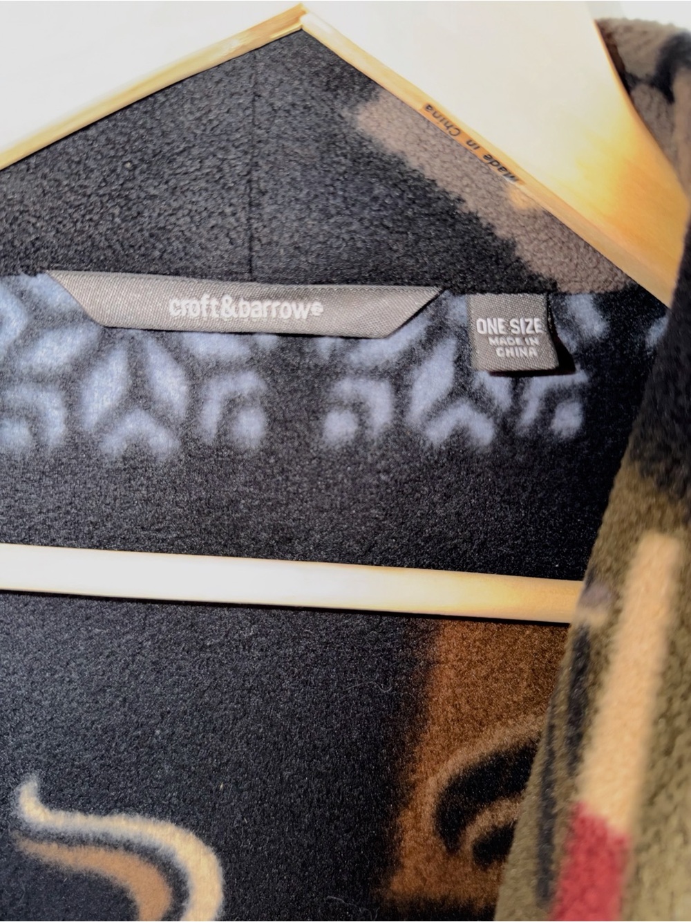croft & barrow Black Multi-Color Printed Long Robe - Picture 2 of 7